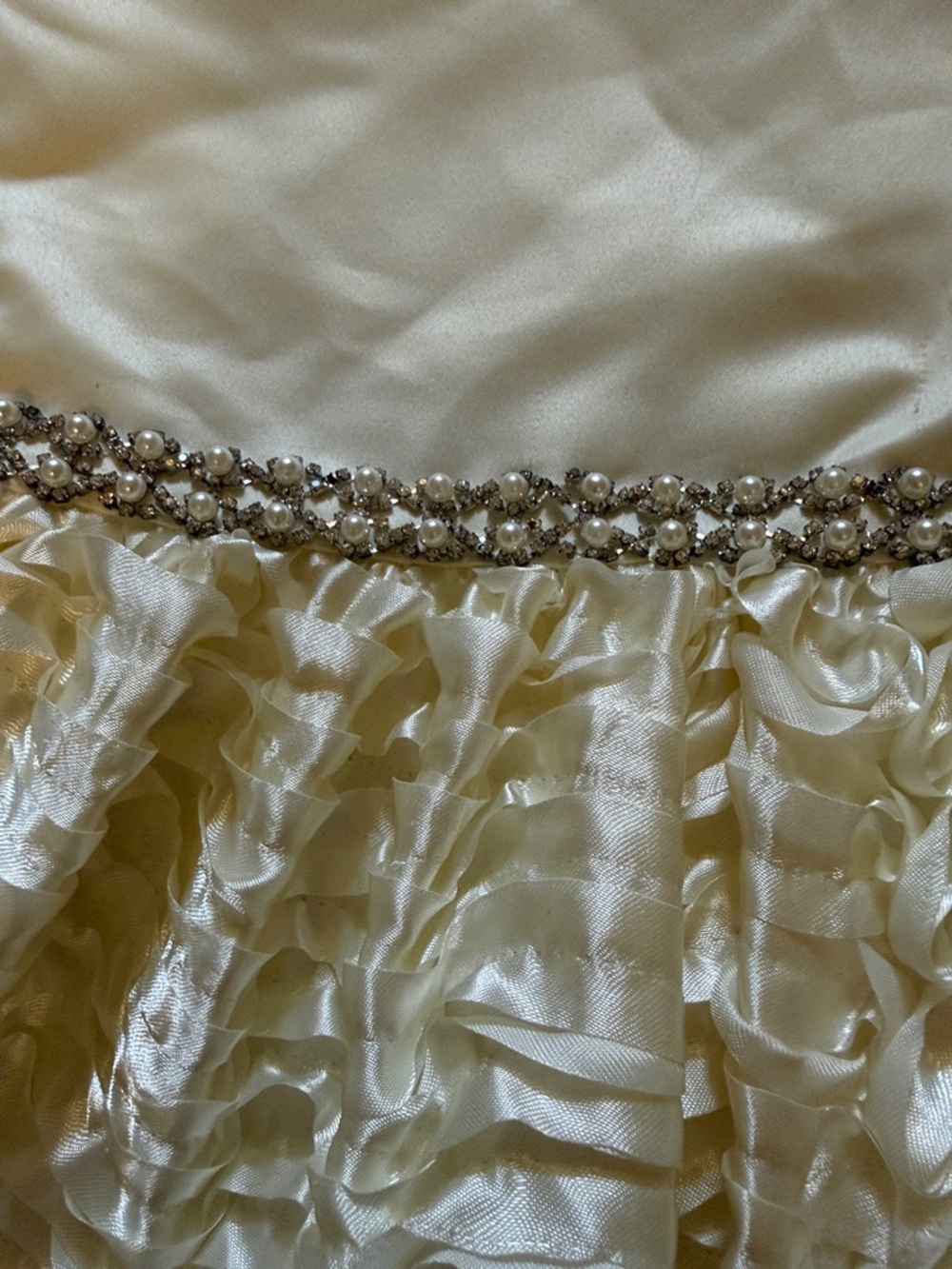 Ivory Ruffled Tulle Flower Girl Dress - Picture 3 of 5